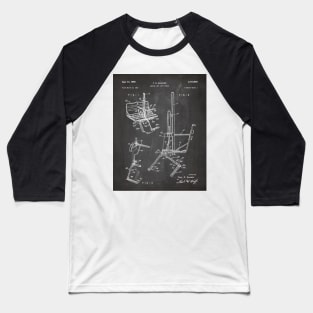 Skiing Patent - Ski Chalet Ski Fan Art - Black Chalkboard Baseball T-Shirt